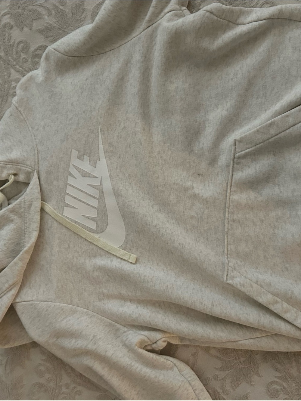 Nike Off-White/Cream Pullover Hoodie with Black Logo